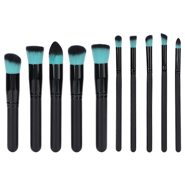 10 st Makeup Borstar Olika Former Mjuk Borsthår Kosmetisk Borste Set för Puder Ögonskugga Svart
