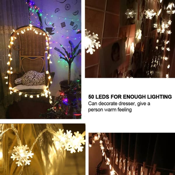 Snøfnuggform 50 LED-lyslenker Hengende Hjem Kommode Festdekorasjon