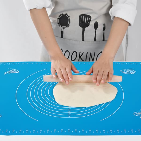 Husholdnings silikone non-stick bageunderlag med måleskalaer til æltning af dej, køkkenbageværktøj (blå 45x65cm)