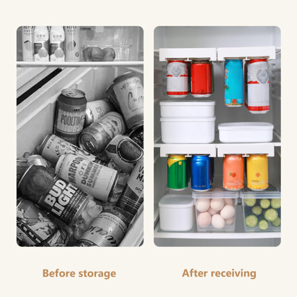 Organizer för kylskåp Dryckesburkhållare Plasthängande organizer Kylskåpsförvaring Skjutställ