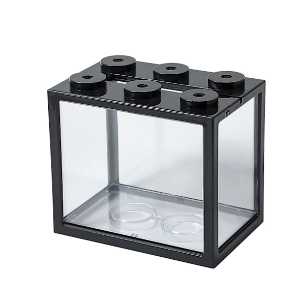 Blå Betta Akvarium Set med Grus Växt Akvarium och Matsten för Reptiler och Sköldpaddor stor svart