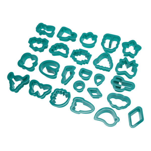 25 stk. øreringe-skærere i fødevarekvalitet, plastik, diverse stilarter Tykkkant-polymer-ler-skærere sæt til gør-det-selv-håndværk Mørkegrøn