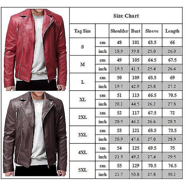 Smal passform svart PU-läder biker MC-jacka XL