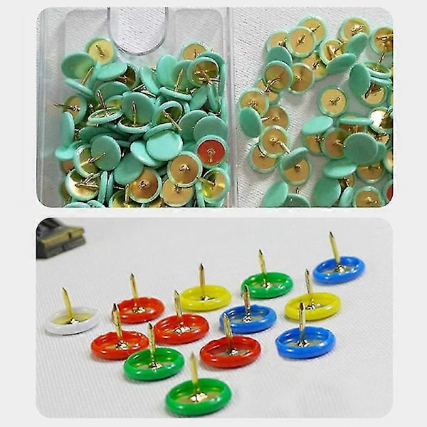 100 stk. af 13 farver farve plastbelagte tegnestifter fladt hoved tegnestifter korktavle kontor kreativt papirvarer Zekai farveblanding