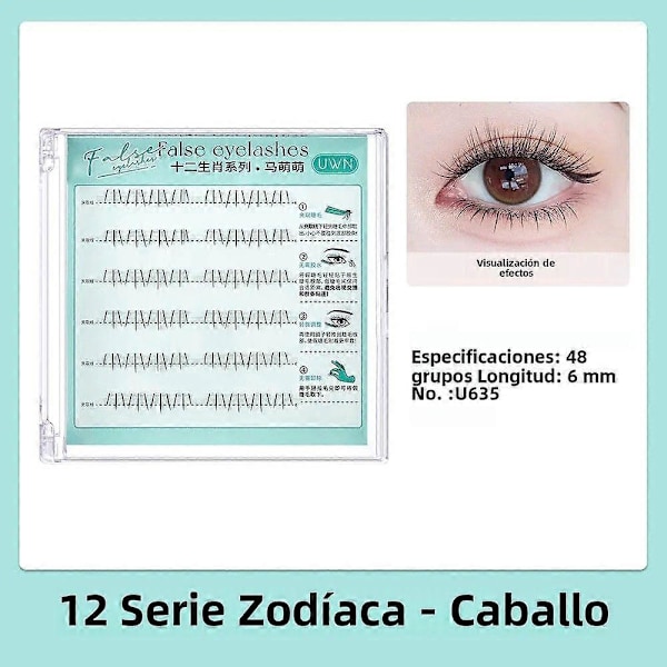 Limfria Falska Ögonfransar Zodiac-serien 12 Stjärntecken C-böjda 0,05 mm Segmenterade Självhäftande Syntetiskt Hår Längd 1cm-1.5cm U635