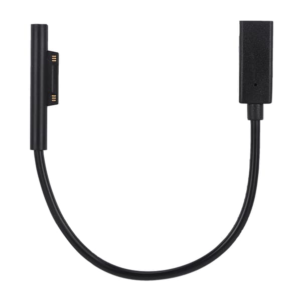 20 cm kraftig PD-ladekabel strømledning for Microsoft Surface Pro6/Pro5/4/3/2 Svart