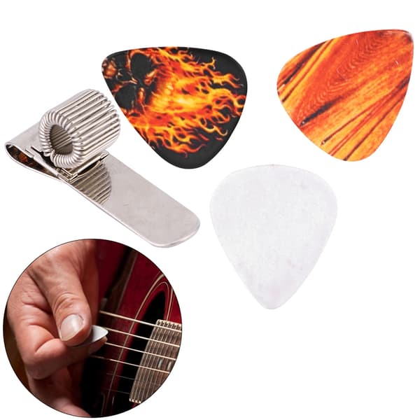 Gitarplekterholderklips Metallplekterholderklips med 3 stk klips for gitarspiller