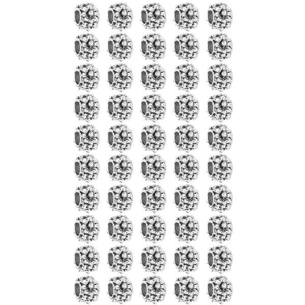 50 st multifunktionella skäggpärlor i legering, hårpärlor, rörpärlor, armband, halsbandstillbehör