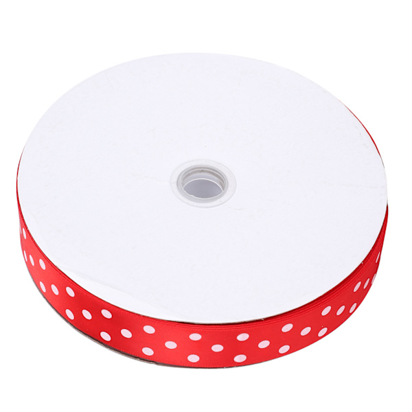 Satängband Polka Dot Tryckt Hårrosetter Presentinslagning Slips DIY Hantverksverktyg 100 Yards 2.5cm Röd