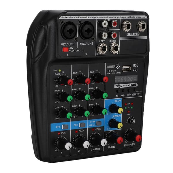 Mini USB Bluetooth ljudkort 4-kanals mixer för hushållsscen 100-240VUS