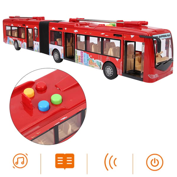 Elektronisk Stadsbuss Musik Ljus Bil Pedagogisk Leksak för Barn Barn Tröghet Trafikmodell