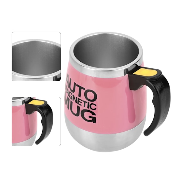 Elektrisk kaffemugg med omrörning, självomrörande magnetisk mugg (rosa)