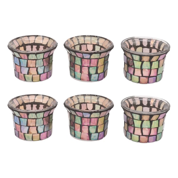 6 kpl Mosaic Tealight Teline Täyslasinen kynttilänjalka kukkaruukku häämeditaatioon Ruskea