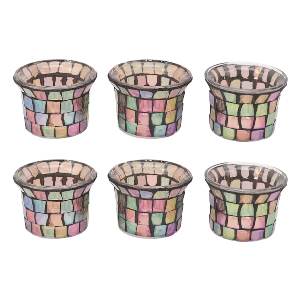 6 st mosaik värmeljushållare massivt glas ljusstake blomkruka för bröllop Meditation Brun