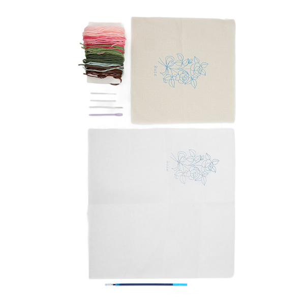 Rose Broderikit Rose Mønster Enkel Betjening Inkluderer Klær Tråd Nål Broderistartersett