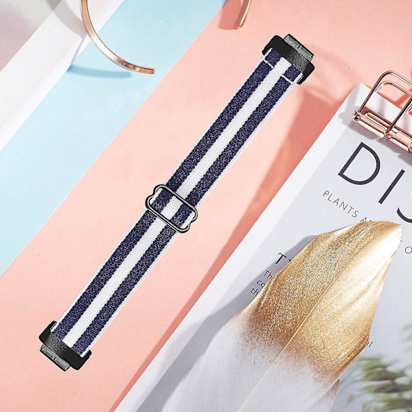 Fitbit Inspire 3 Nylon Braided Solo Loop Sport Watch Band med svart kontakt Midnight Blue White