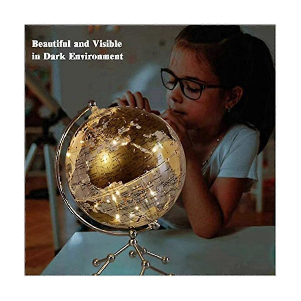 8-tommers verdenskule, opplyst verdenskule med metallstativ, pedagogisk interaktiv kule, LED-kulelampe-B15