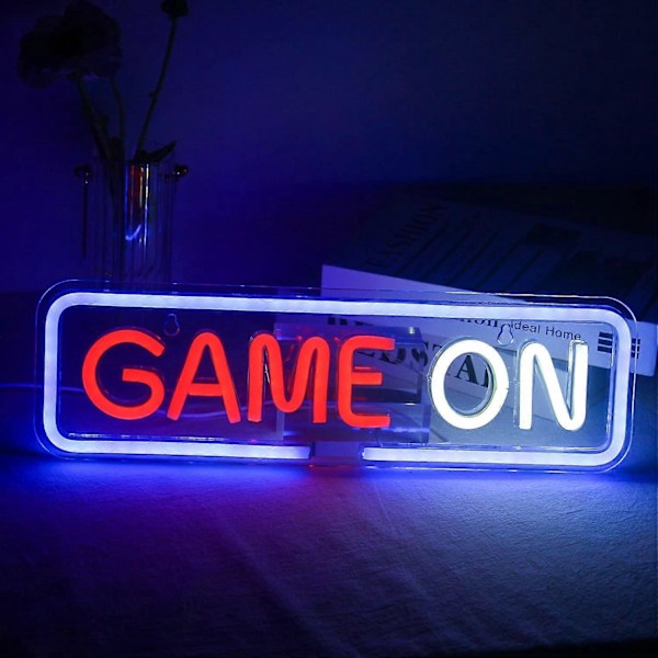 Game On Neonskylt för väggdekor Spel Led Neonljus USB Akryl Dekorativa lampor för spelrum Sovrum Hemmabar Speltävling Klubb Party Födelsedag