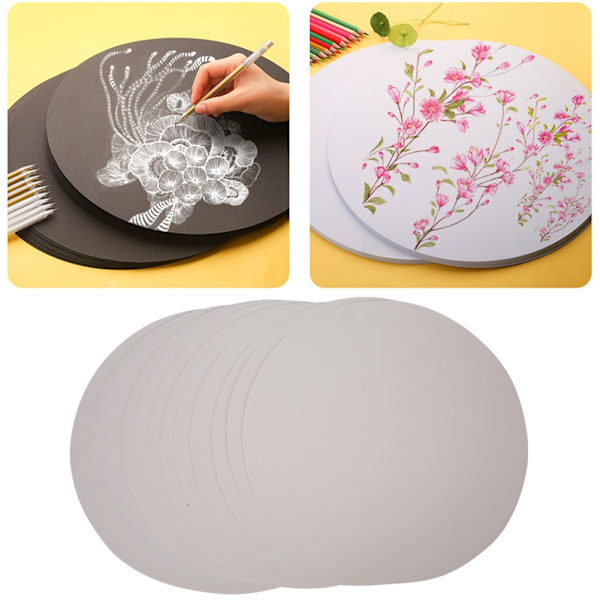 20 st runda papper tjocka handritningsskiss DIY kartong hantverk vitt papper