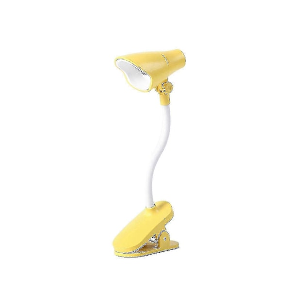 Skrivebordslampe, 360 graders rotasjon, klips på lampe, bærbar leselampe, klemme på skrivebord/bord/køyeseng/skap, hjemmebelysning, gul A