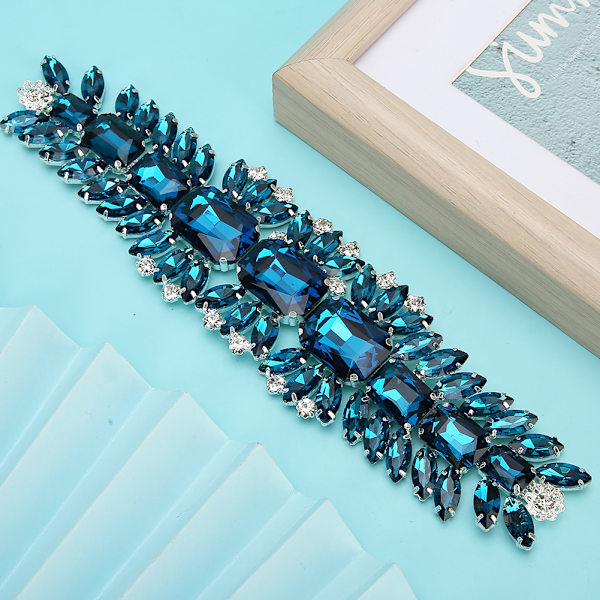 Kristall Rhinestones Blomma DIY Sy Kläder Skor Dekoration Tillbehör Royal Blue