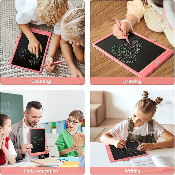 Farverige 10 tommer LCD Skrivetablet Doodle Board Gave til Børn i Alderen 3 til 7 Pink Tegneblok