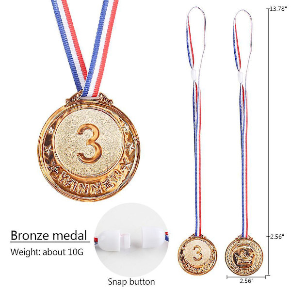 Guld-, sølv- og bronzepodiemedaljer sæt med halskæder - 6,5 cm hver - ideel til sportstemafester, fødselsdage og sejrsøjeblikke