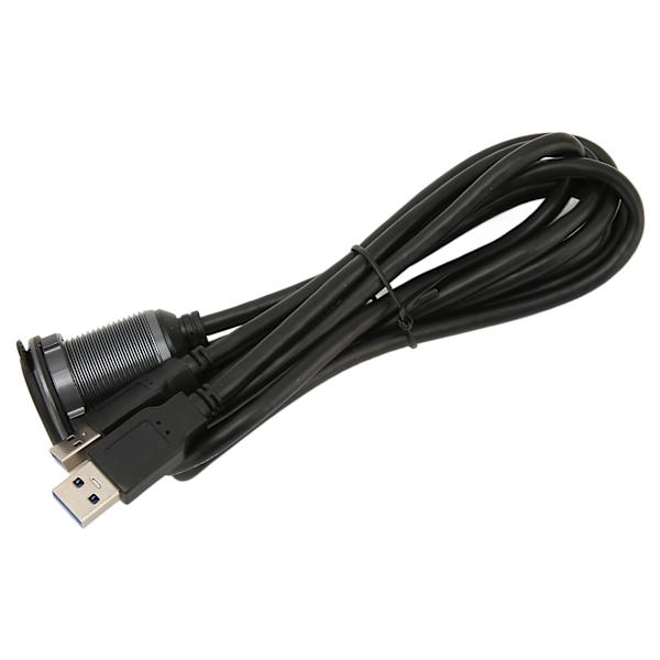 2 porter dobbel USB 3.0 hann til USB 3.0 hunn bilmontering flush kabel 3,3 fot plug and play vanntett dash panel monteringskabel