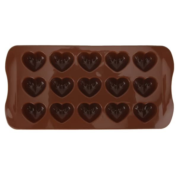 Silikone chokoladeform 15 huller hjerteform DIY chokoladefremstillingsform bageudstyr rød
