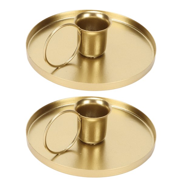 2 st Järnljushållare Metall Hem Gyllene Enkel Retro Elegant Desktop Aromaterapi Ljusställ