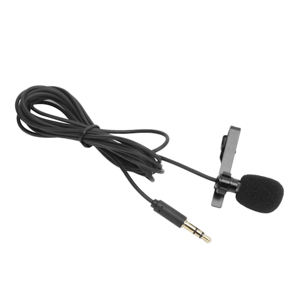 3,5 mm Lavalier Lapel Microphone Clip på håndfri mikrofon til interviewmøde Sort