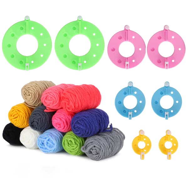 Pompom Maker Kits Färgglada Fluffbollsvävare DIY Ullgarn Stickning Hantverkspresenter