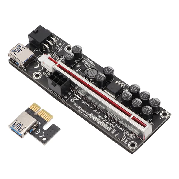 PCIE Riser 1x - 16x -sovitin 10 kondensaattorin Riser-sovitinkortti 0,6 m USB 3.0 -jatkojohdolla 6 PIN SATA -kaapeli GPU Riser