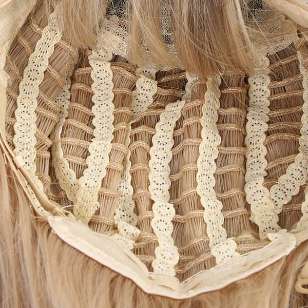 Blont syntetiskt hår främre spetsperuk med lång rak lugg - 70 cm