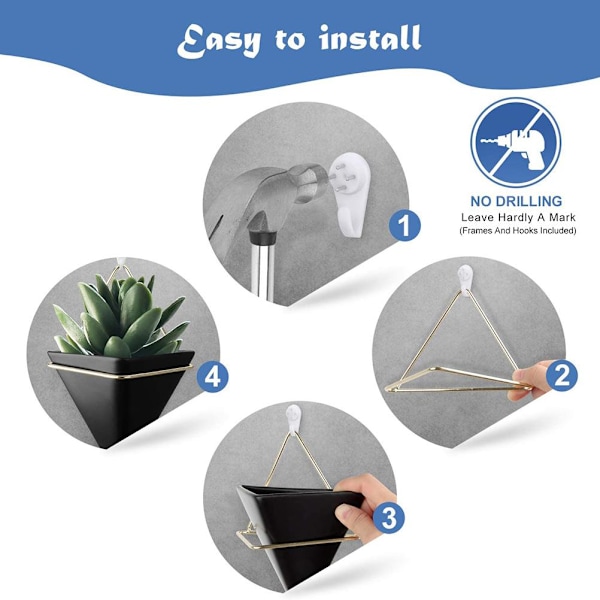 2 st nordiska keramiska väggkrukor triangulär mini suckulent planter hängande planter modern väggdekor