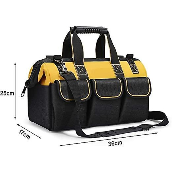 17 tums verktygsväska, 36×17×25 cm verktygsväska, med justerbar axelrem, verktygsväska för hemmafix och förvaring av utrustning med axelrem