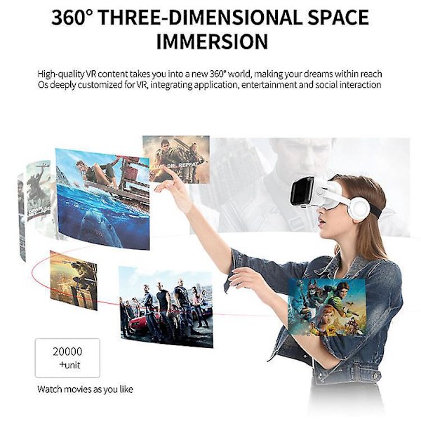 Telefonheadset med Controller Kompatibel Virtual Reality Spilsystem Fjernbetjening 3D Briller til Alle Aldre