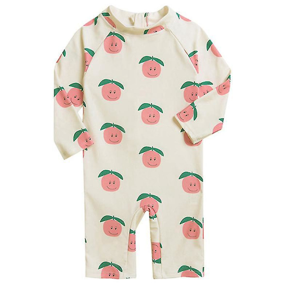 Snabbtorkande barn-en-delad baddräkt - Solskyddande surfdräkt för pojkar och flickor 6-7 år rosa fågel