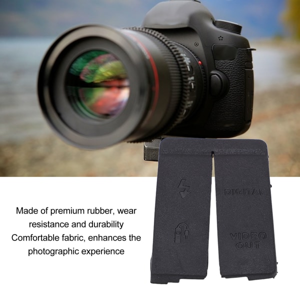 Black Rubber Camera Bottom Cover - Beskytter USB- og VIDEO OUT-grensesnitt for Canon 5D-kamera