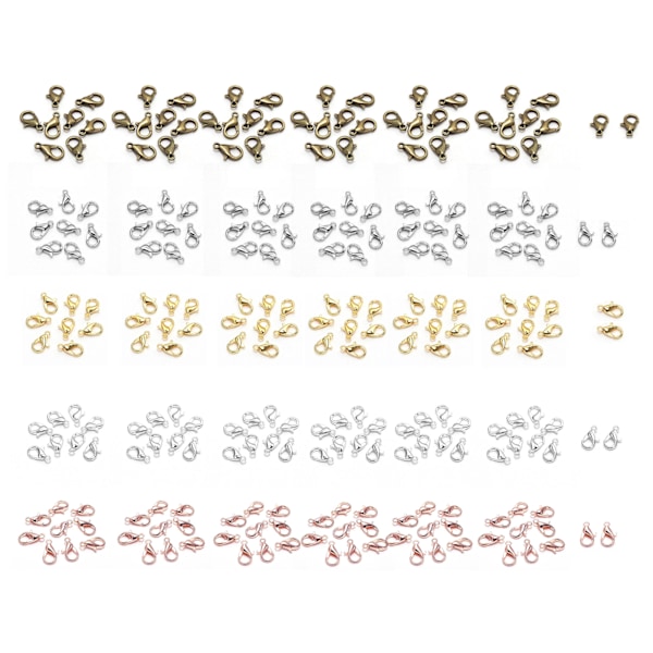 250pcs Lobster Clasp Zinc Alloy 12mm Silver Gold Rose Gold White Antique Bronze Lobster Claw Clasps for DIY