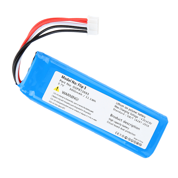 DC 3.7V 3000mAh / 11.1Wh litiumbatteri erstatning oppladbar batteri for Flip 3