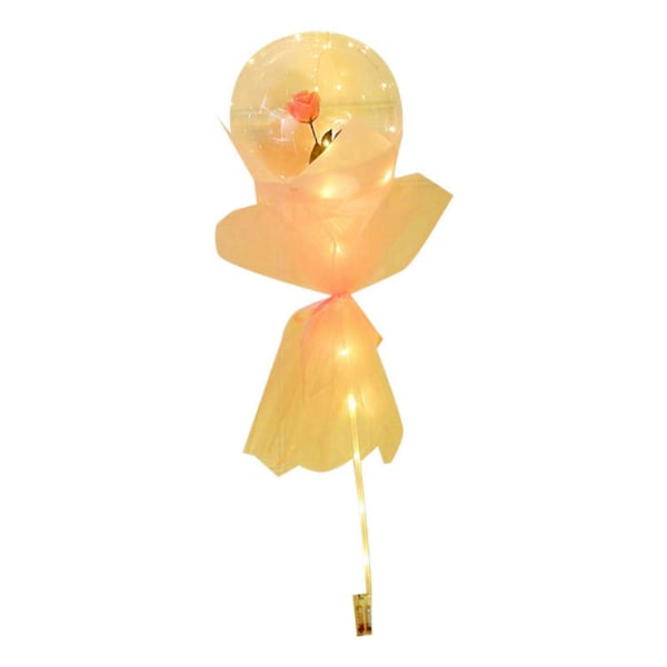 LED Lysande Ballong Rosbukett för Kvinnor Flickvän Fru Jubileum Party, DIY Material Bröllop Födelsedagsfest Firande Gåva - Rosa