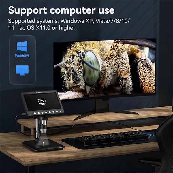 IPS Digitalt Myntmikroskop 5MP 1200X Ultra-Precisions Fokuseringskamera