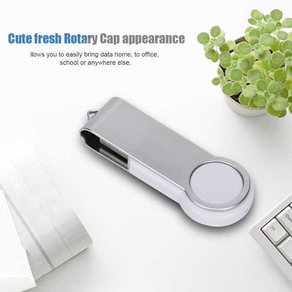 32G ABS Bærbar Drejelig Hætte USB2.0 U Disk til Windows Vista/7/10/Mac Hvid
