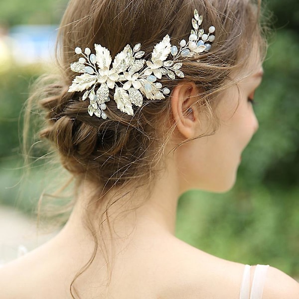 Sølv Krystall Brudeslør Kam - Elegant Rhinestone Hodepynt for Bruder og Jenter