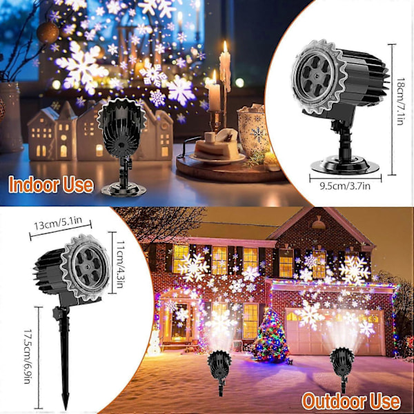 Julprojektor Utomhus, Led Jul Snöflinga Projektor Vattentät IP65, Led Projektorlampor Snöfall Effekt Dekoration för Jul, Inomhus