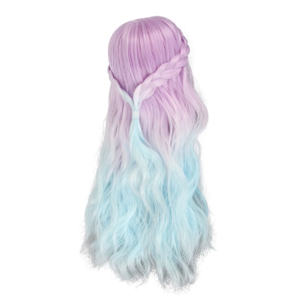 1/6 docka peruk gradient färger lockig stil hög elasticitet utjämning docka gör hår för ersättning dekoration DIY gradient lila
