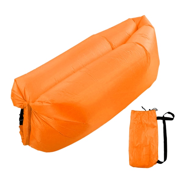 Oppblåsbar solseng luft sofa bærbar sammenleggbar komfortabel oppblåsbar sofa med oppbevaringspose for utendørs camping oransje