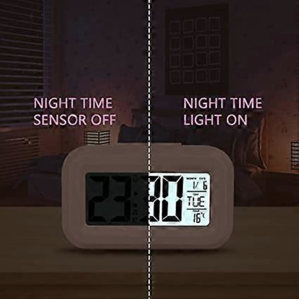 Rosa Digital Väckarklocka Sängbord, LED-display Klockor med Justerbar Snooze 12/24 timmar, Temperatur, Datum, Timer, Ljuskontroll Portabla Väckarklockor för Be