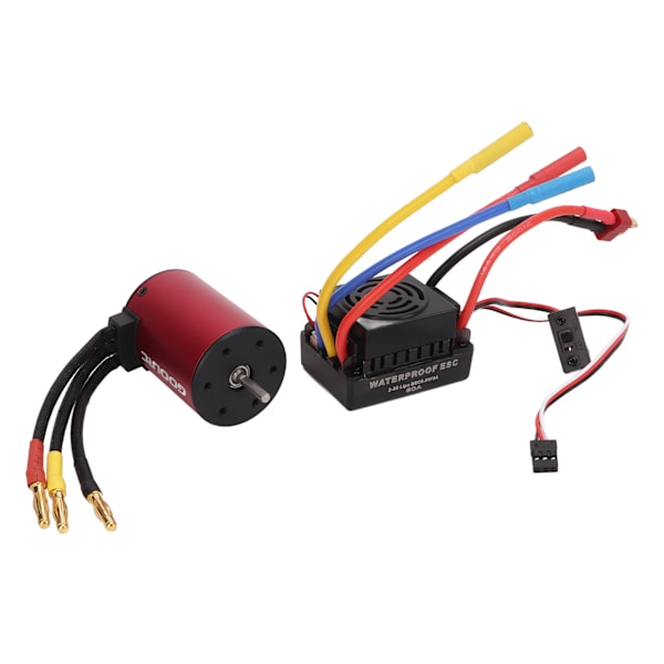 S3650 3900KV vedenpitävä harjaton moottori 60A harjaton moottori ESC T-liitin uros 1/10 RC-auton päivitysosiin